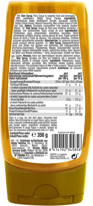 Sirop cu aroma de artar fara zahar adaugat, Weider, Slim Syrup Maple Flavour, 350 de grame [2]
