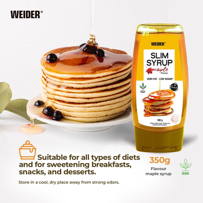 Sirop cu aroma de artar fara zahar adaugat, Weider, Slim Syrup Maple Flavour, 350 de grame [3]
