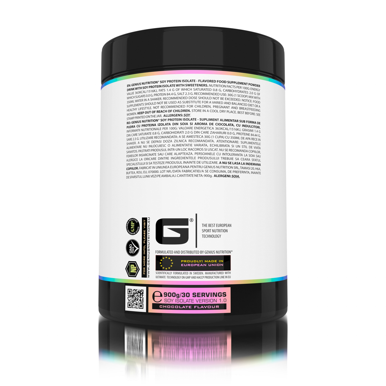 Proteina vegetala din soia, Genius Nutrition, Soy Protein Isolate, 900 de grame, pudra proteica [3]