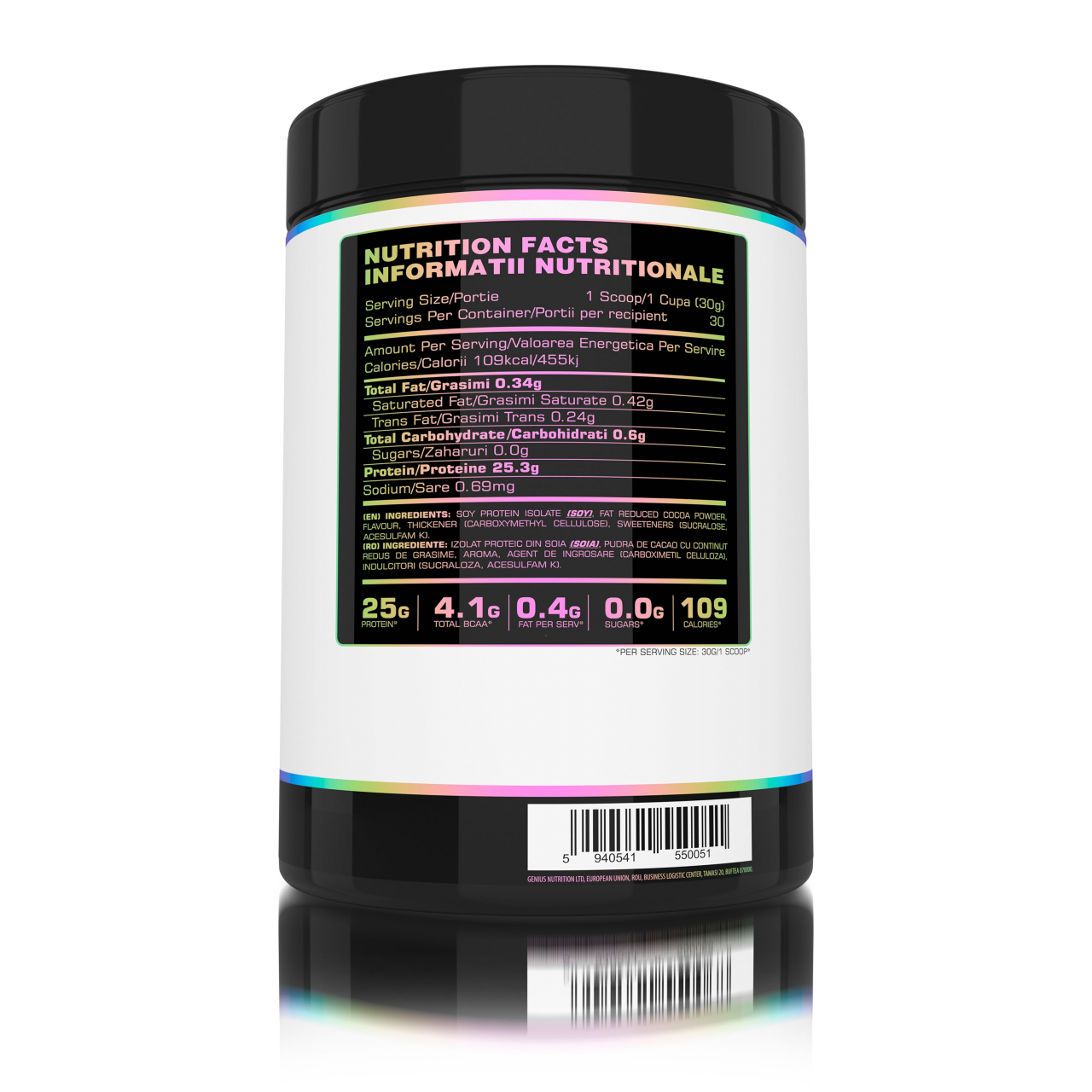 Proteina vegetala din soia, Genius Nutrition, Soy Protein Isolate, 900 de grame, pudra proteica [2]