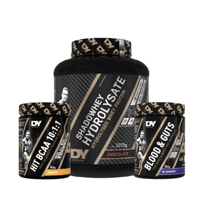 Stack DY Nutrition Power Pack, Pre-workout Blood&Guts 380gr + HIT BCAA 10:1:1 400gr + Shadowhey Hydrolysate 2.27kg [1]