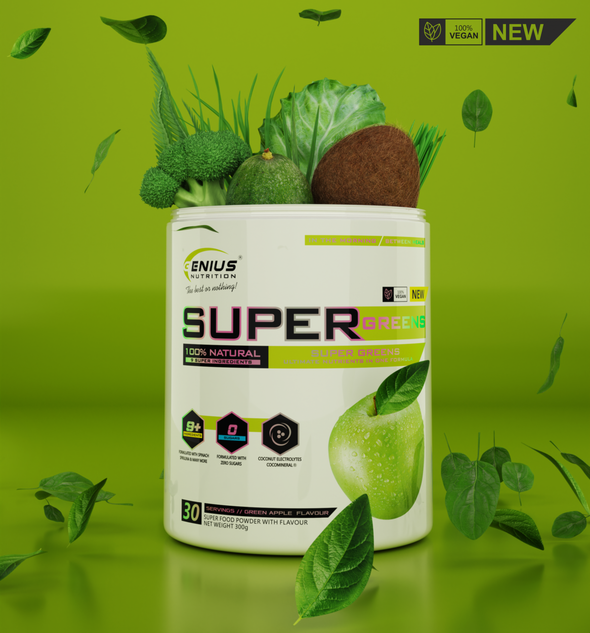Super aliment, Genius Nutrition, Super Greens, 300 de grame, pudra [3]