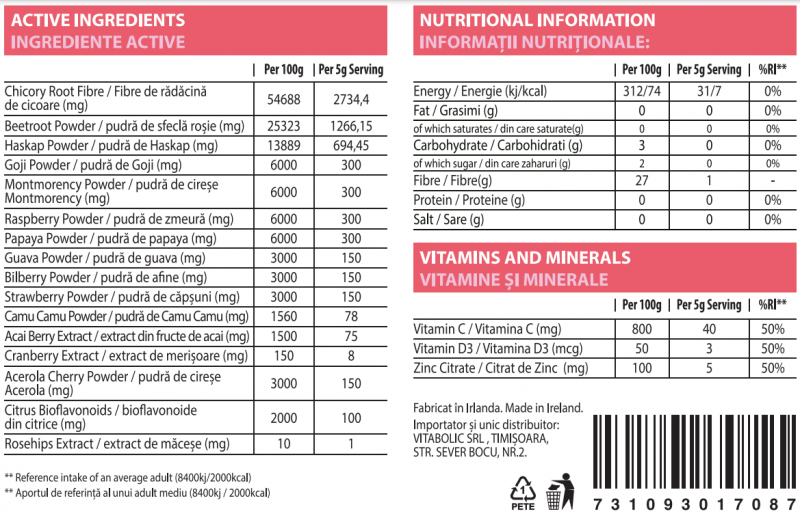 Super aliment, Vitabolic, Super Reds, 200 de grame, pudra [3]