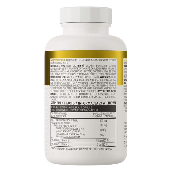 Ulei de ficat de cod, OstroVit, Cod liver oil, 60 de capsule [2]