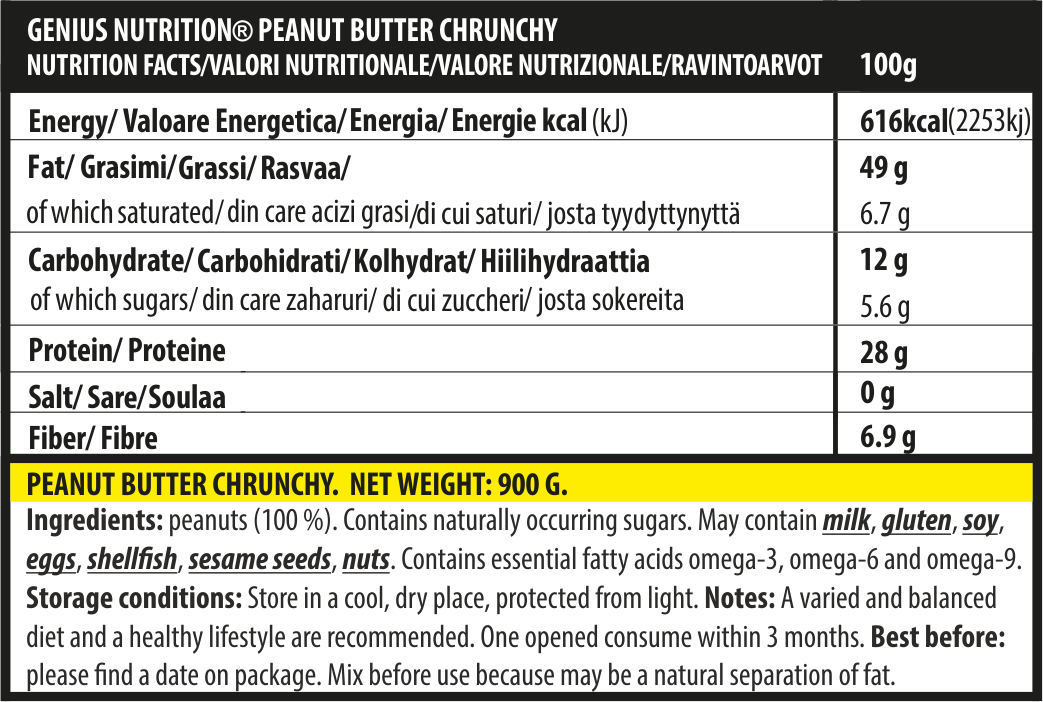 Unt de arahide, Genius Nutrition, Peanut butter, borcan de 900 de grame [2]
