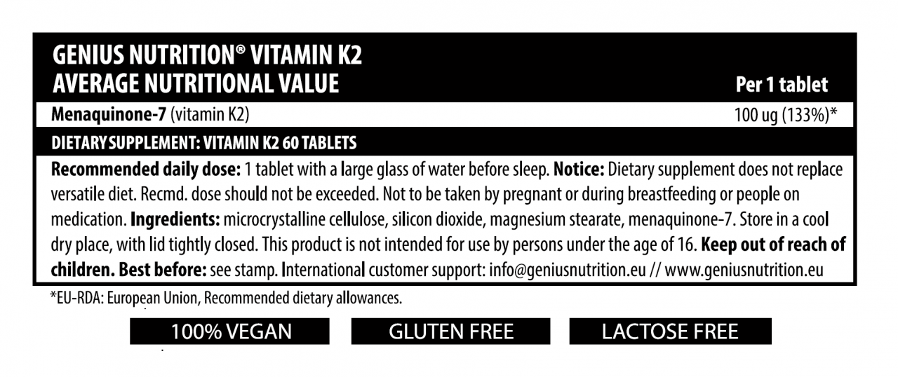 Vitamina K2, Genius Nutrition, 60 de tablete [2]