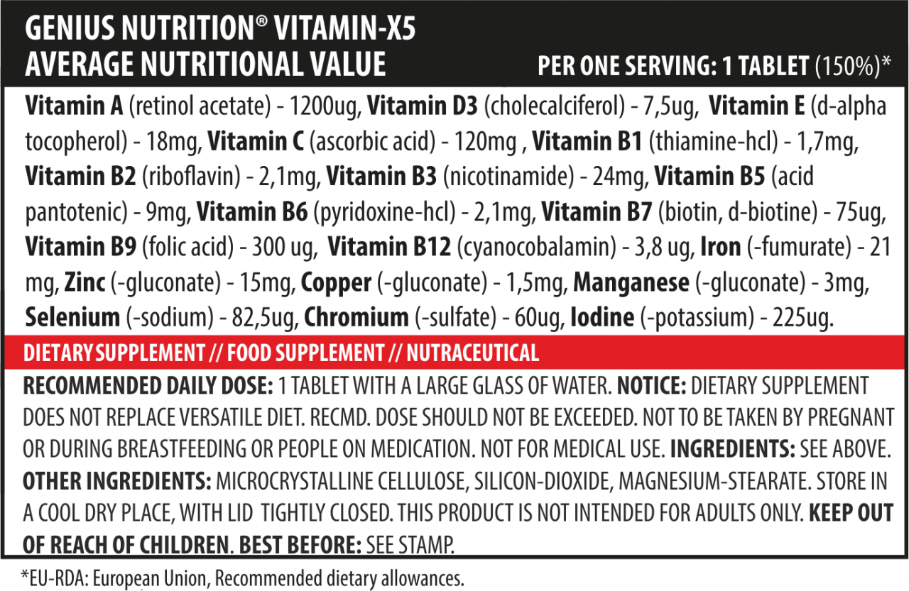 Complex de vitamine, Genius Nutrition, Vitamin-X5, 120 de tablete [2]