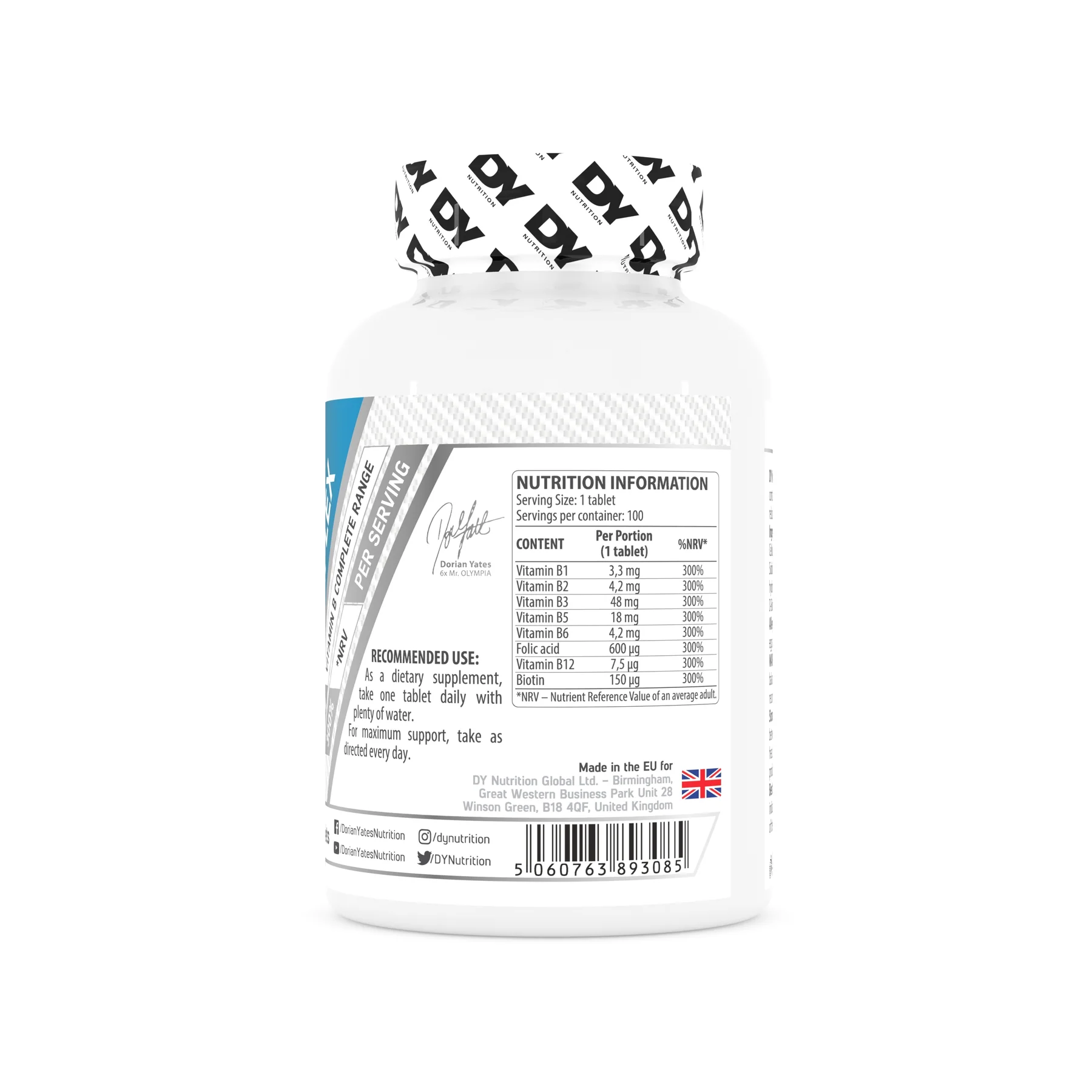 Vitamina B, DY Nutrition, Vitamin B Complex, 100 de tablete [3]