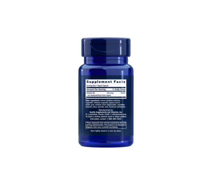 Vitamina D3, Life Extention, Vegan Vitamin D3 125mcg 5000IU, 60 de capsule [2]