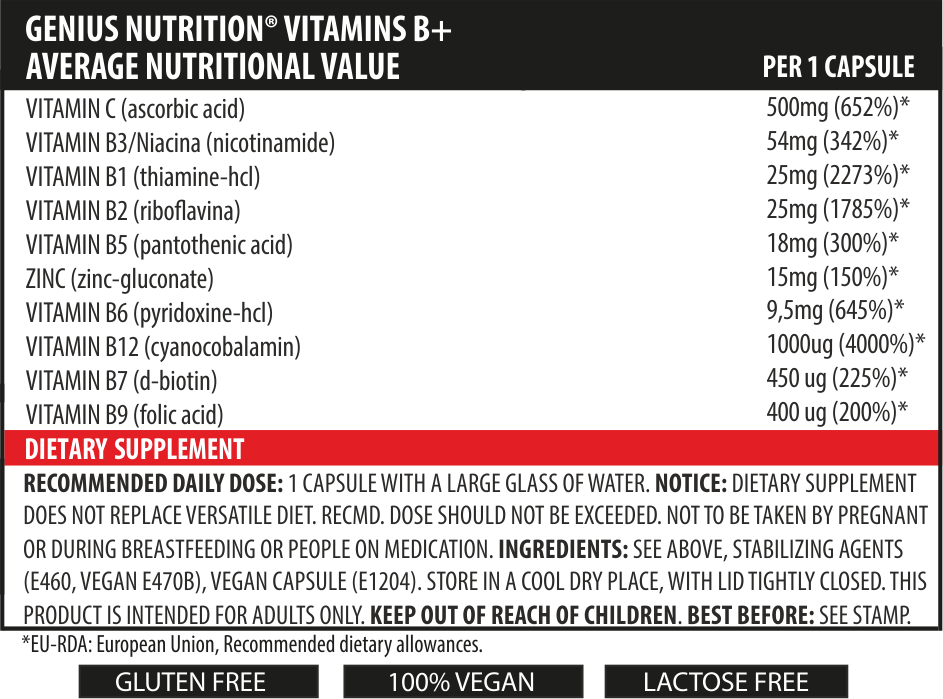 Complex de vitamina B, Genius Nutrition, Vitamins B+, 60 de capsule [2]