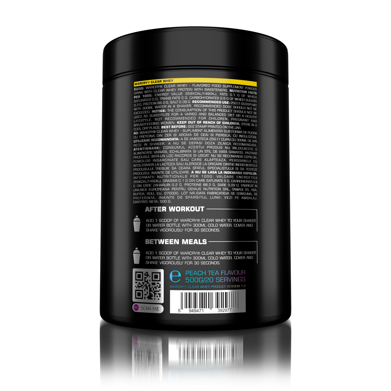 Proteina clear, Genius Nutrition, Warcry Clear Whey, 500 de grame, pudra proteica [3]