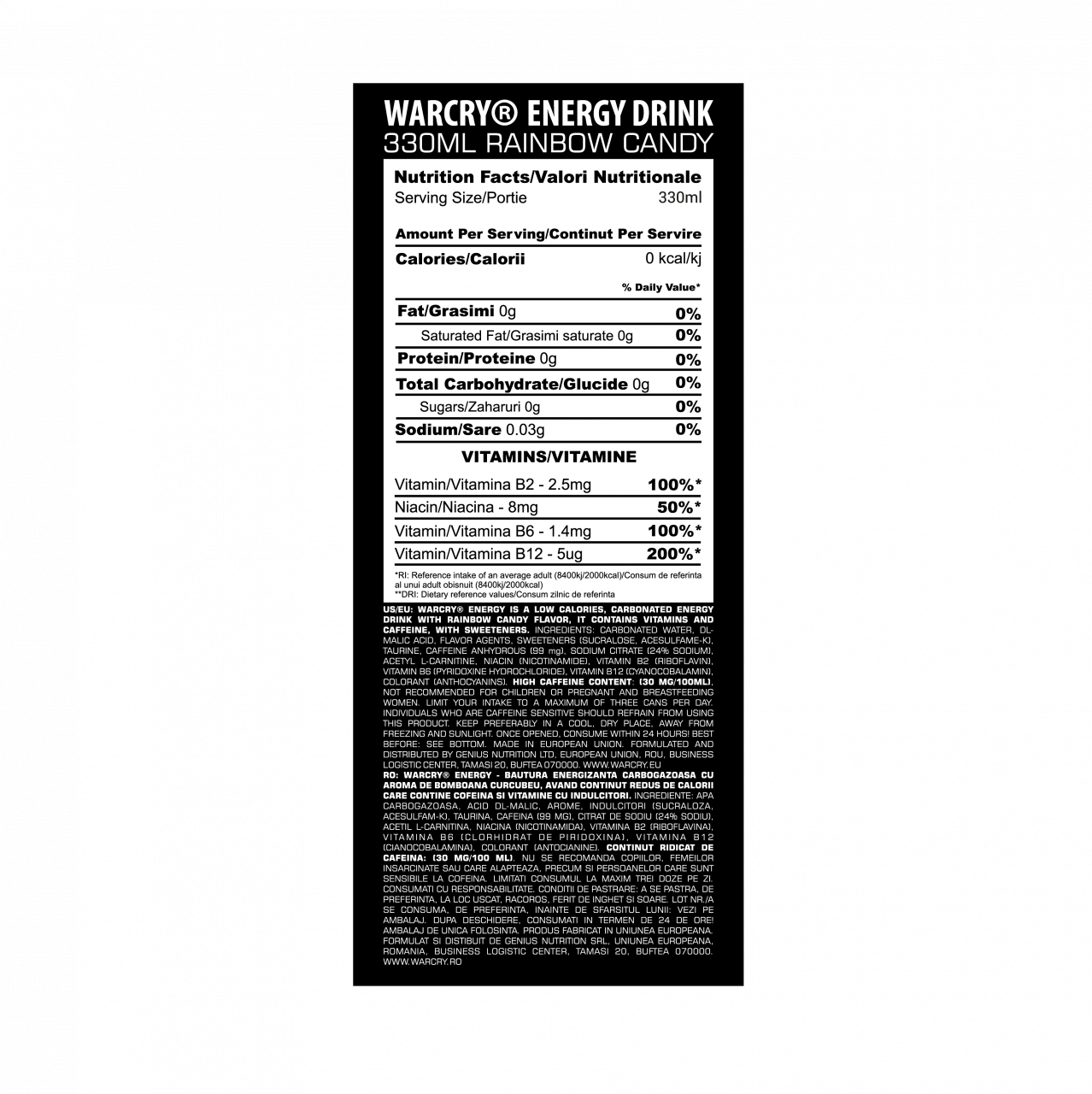 Pre-workout, Genius Nutrition, Warcry energy drink, doza de 330ml [2]