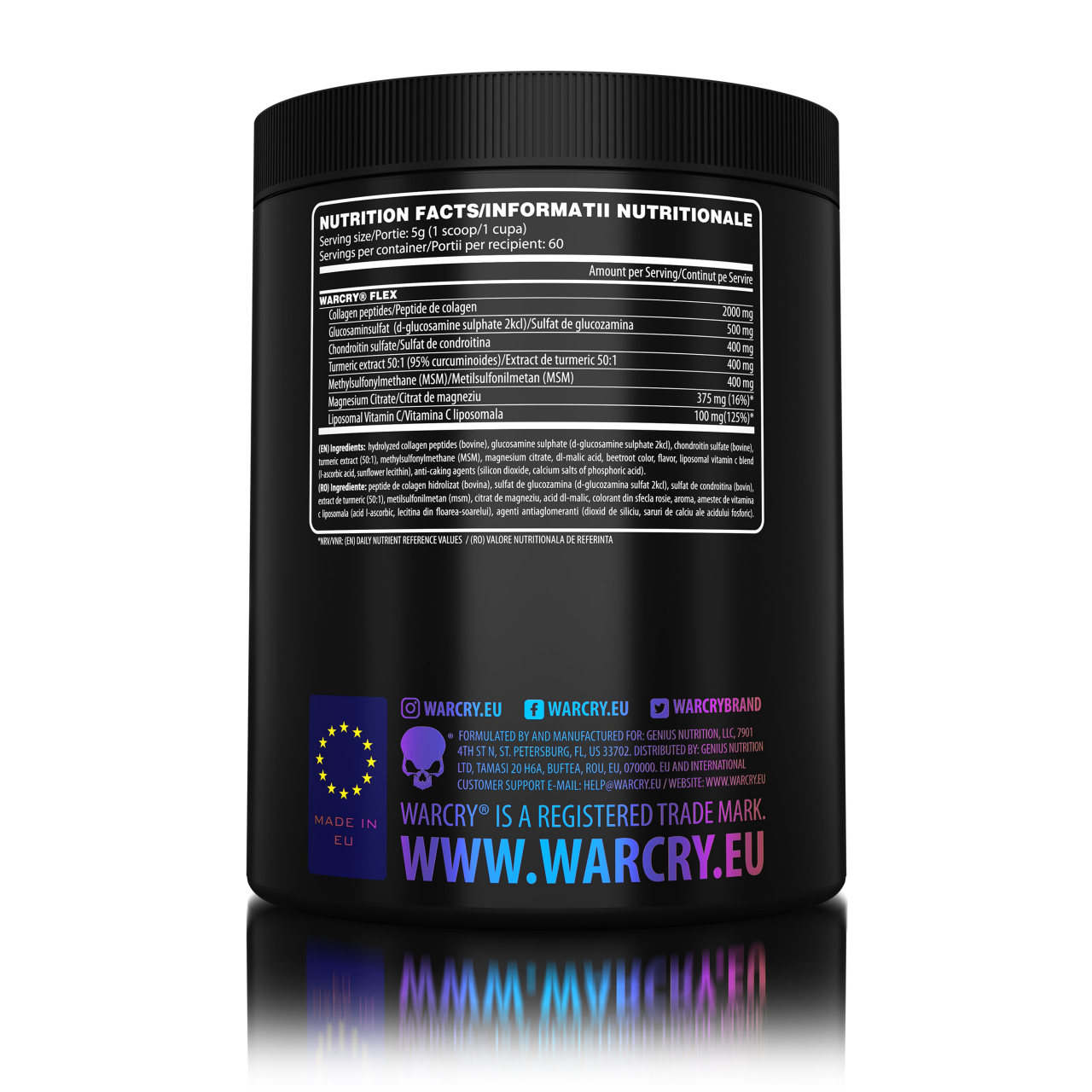Supliment pentru sanatatea articulatiilor, Genius Nutrition, Warcry Flex, 300 de grame, pudra [2]