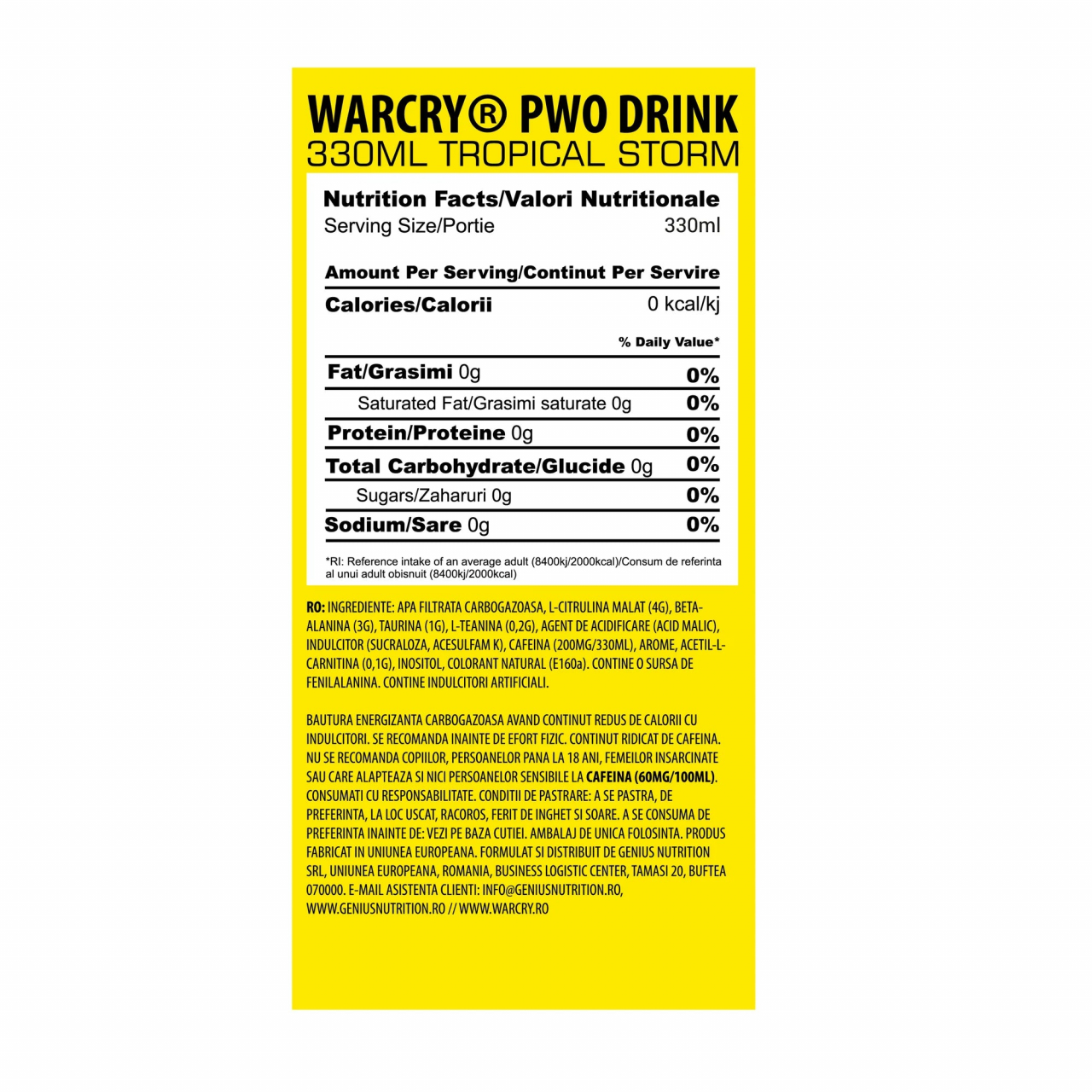 Pre-workout, Genius Nutrition, Warcry, doza de 330ml [2]
