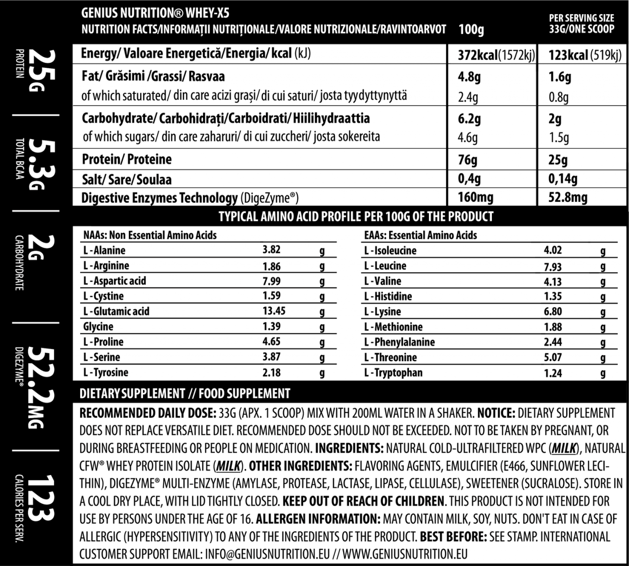 Concentrat proteic, Genius Nutrition, Whey-X5, 900 de grame, pudra proteica [2]