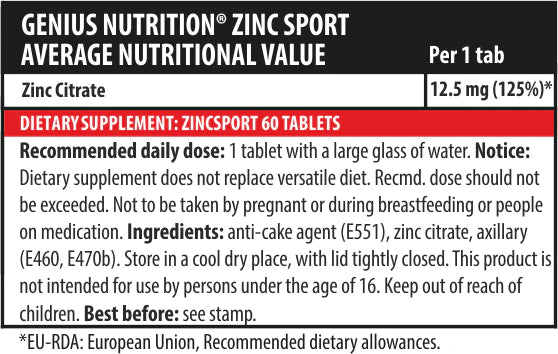Zinc, Genius Nutrition, Zinc Sport, 60 de tablete [2]