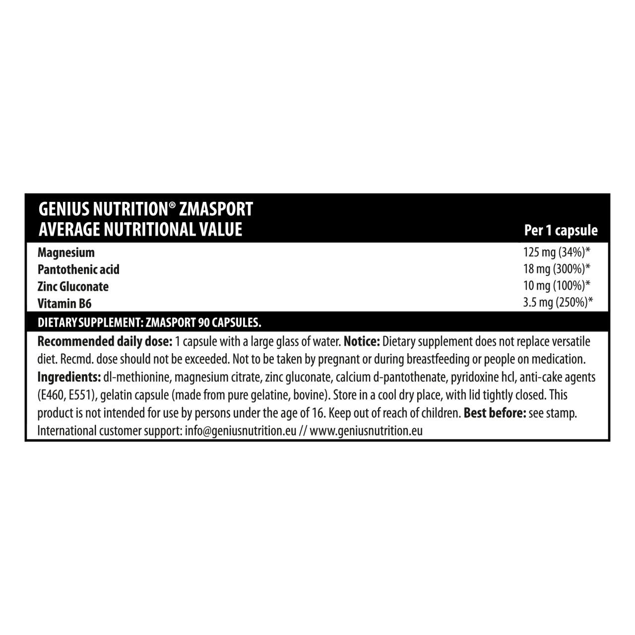 Zinc + Magneziu, Genius Nutrition, ZMA Sport, 90 de capsule [2]