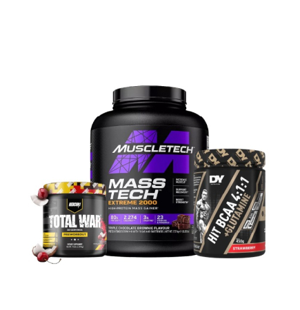 Stack-uri - Mass & Performance Stack – Gainer MuscleTech MassTech + Pre-workout Redcon1 Total War + DY Nutrition HIT BCAA 4:1:1 & Glutamină