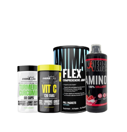 Stack-uri - Stack pentru articulații sanatoase - Animal Flex 44 packs + Universal Amino 100% Collagen 1L + HiroLab Vitamin C 1000mg 120 tablete + HiroLab Turmeric & Curcumin 60 capsule