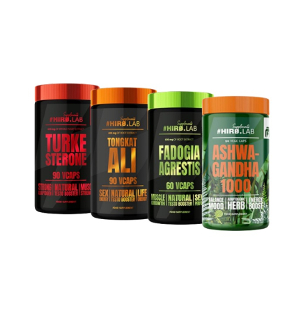 Stack-uri - Stack HiroLab, Ashwagandha 90 caps. + Fadogia Agrestis 60 caps. + Tongkat Ali 90 caps. + Turkesterone 90 caps.
