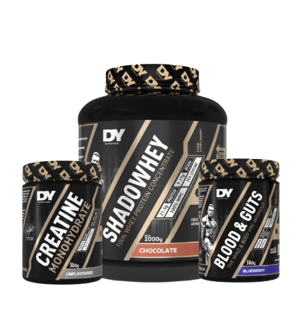Stack-uri - Stack DY Nutrition, Concentrat proteic Shadowhey 2kg + Creatine Monohydrate 300gr + Pre-workout Blood&Guts 380gr