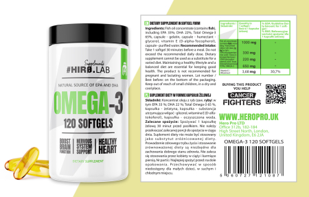 Acizi grasi Omega 3, Hiro.Lab, Omega-3, 120 de capsule moi [1]