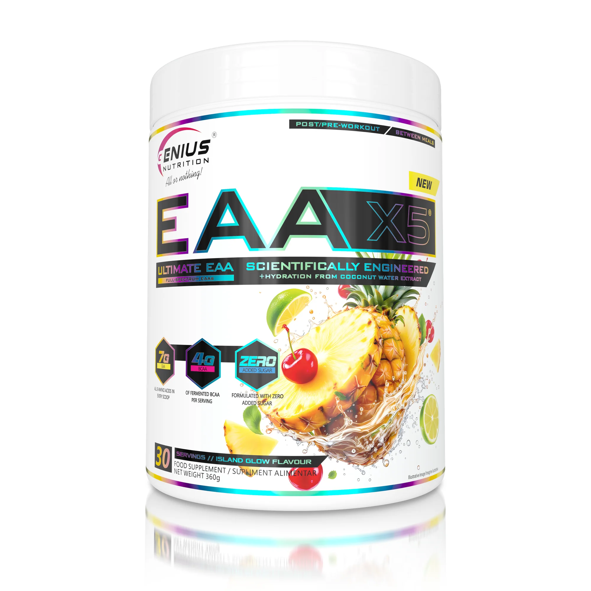 EAA - Aminoacizi esentiali - Aminoacizi esentiali, Genius Nutrition, EAA-X5, 360 de grame, pudra