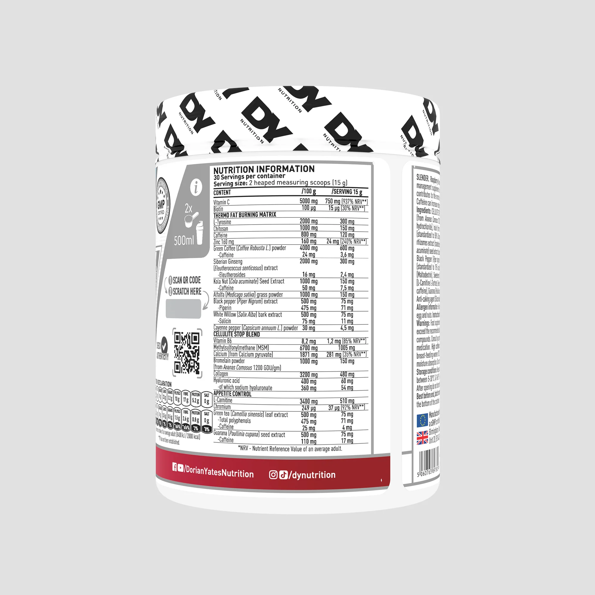 Arzator de grasimi si celulita, DY Nutrition, Slender Cellulite & Fat Burner, 450 de grame, pudra [1]