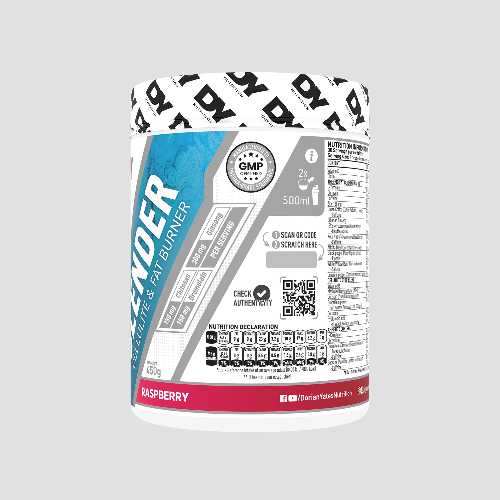 Arzator de grasimi si celulita, DY Nutrition, Slender Cellulite & Fat Burner, 450 de grame, pudra [2]