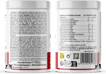 Arzator de grasimi, Weider, Fat Burner Green Tea Extract, 40 de portii, 120 de capsule [1]