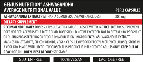 Ashwagandha, Genius Nutrition, 90 de capsule [1]