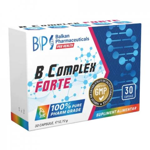 Vitamine si minerale - Complex de Vitamina B, Balkan Pharmaceuticals, B Complex Forte, 30 de capsule