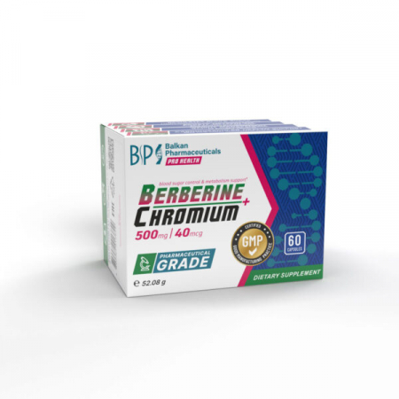 Vitamine si minerale - Berberina + Crom, Balkan Pharmaceuticals, Berberine 500mg + Chromium 40mcg, 60 de capsule