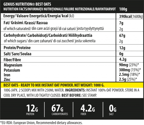 Pudra de ovaz, Genius Nutrition, Bestoats, 1kg, pudra [1]