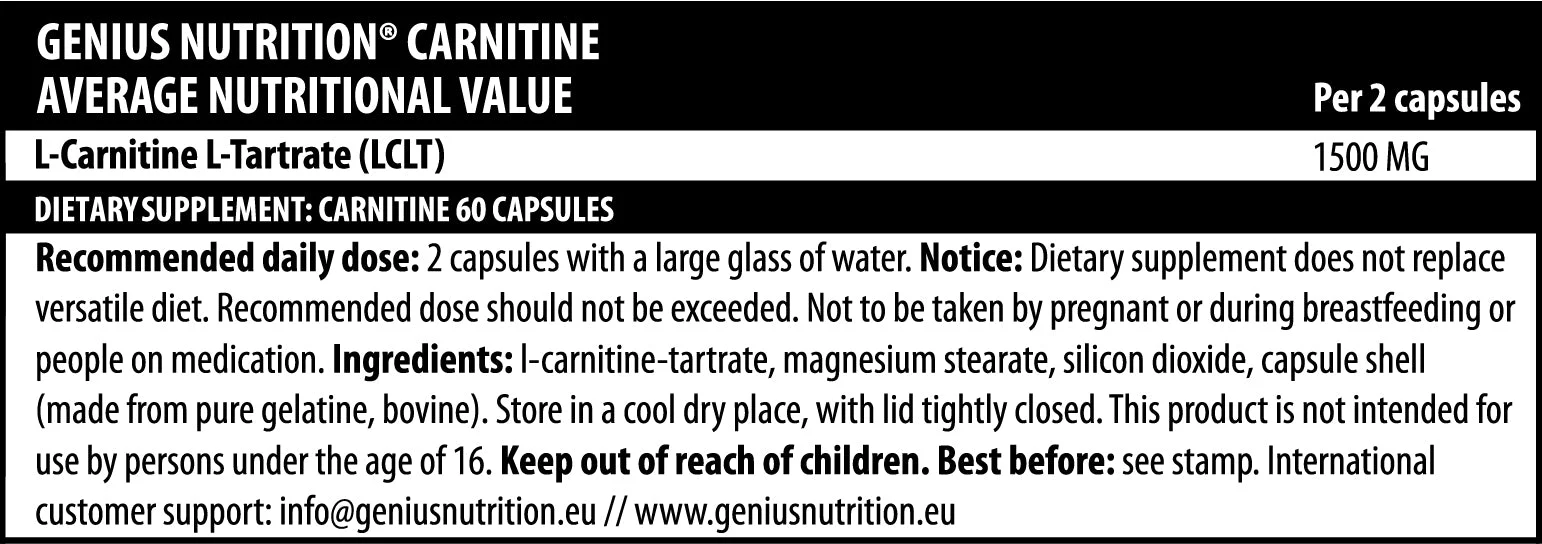 Carnitina, Genius Nutrition, L-Carnitine, 60 de capsule [1]