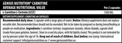 Carnitina, Genius Nutrition, 60 de capsule [1]
