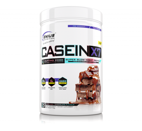 Blend proteic - Cazeina, Genius Nutrition, Casein-X7, 750 de grame, pudra proteica
