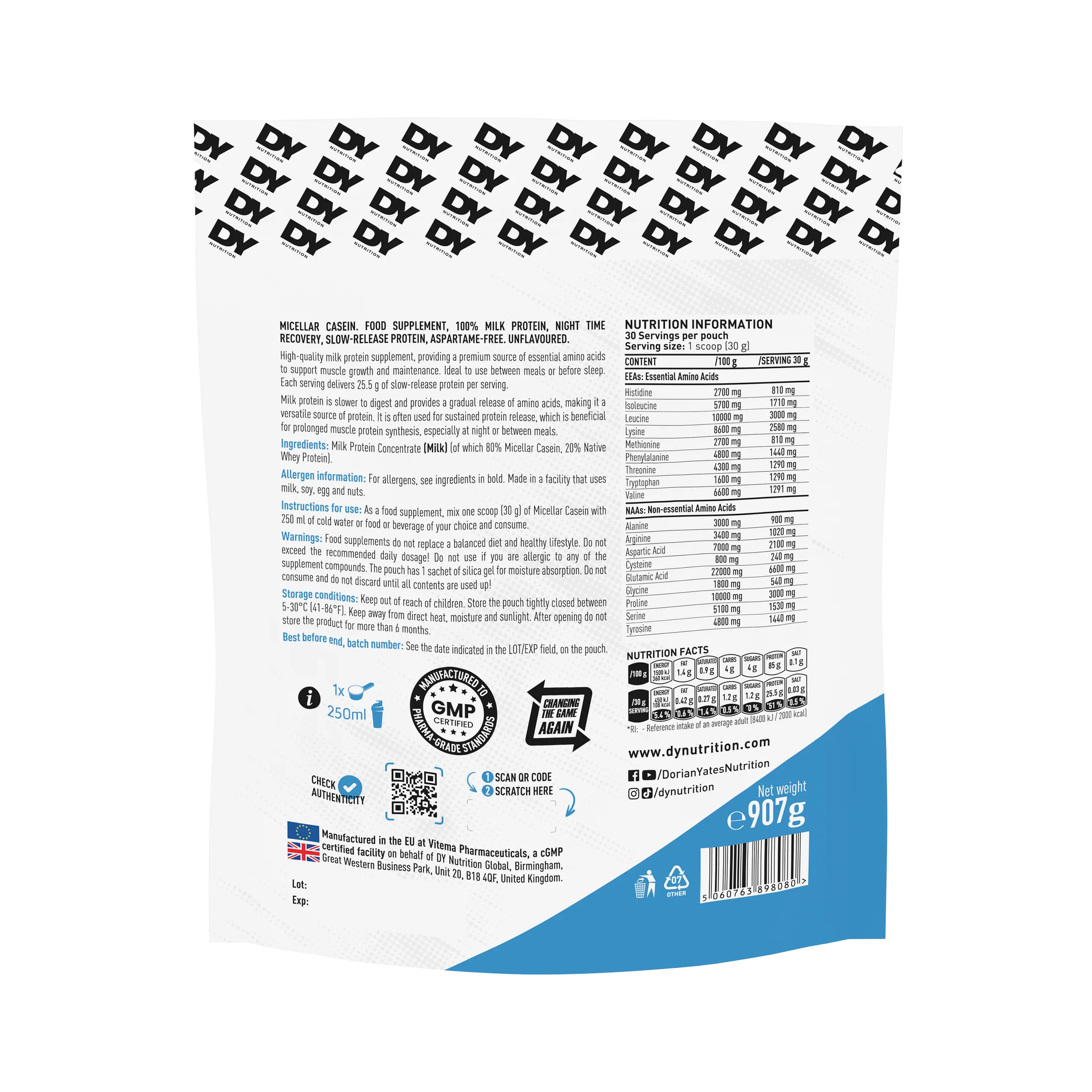 Cazeina, DY Nutrition, Micellar Casein Protein, 907 grame, pudra [1]