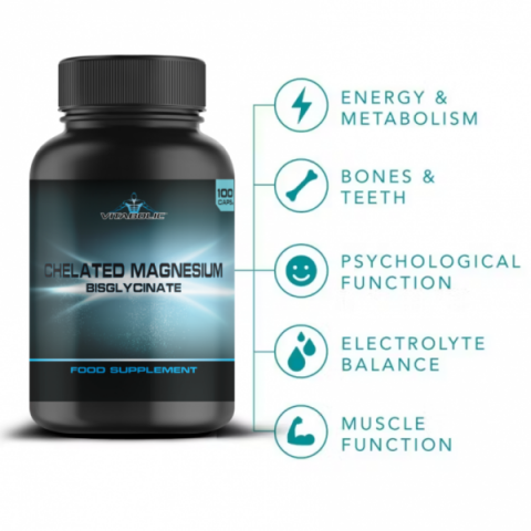 Magneziu bisglicinat chelat, Vitabolic, Chelated Magnesium Bisglycinate, 100 de capsule [1]