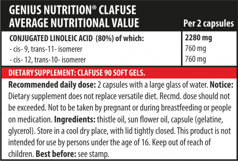 Acid linoleic conjugat, Genius Nutrition, CLAFuse, 90 capsule moi [1]