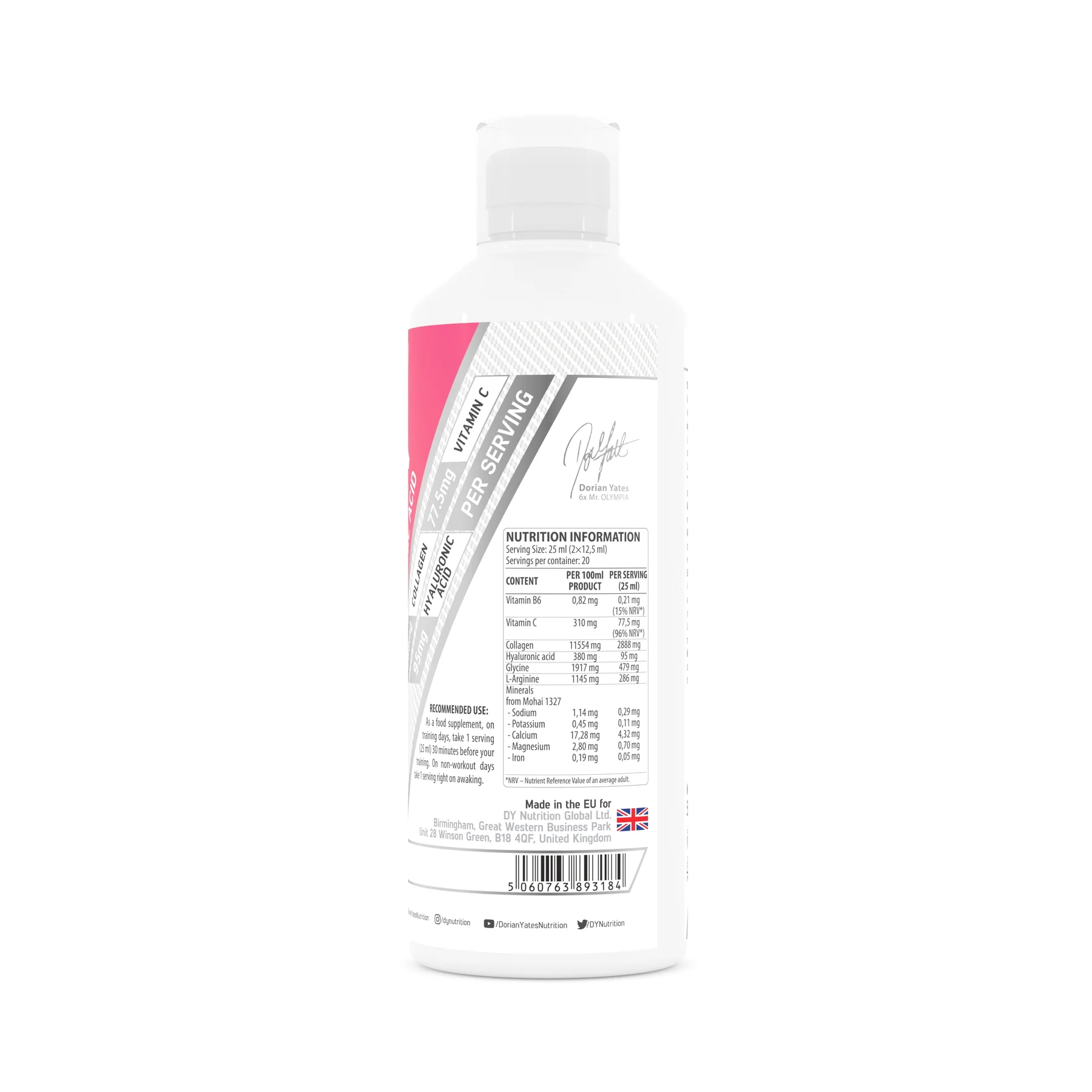 Colagen, DY Nutrition, Collagen + Vitamin C + Hyaluronic Acid, 500ml, lichid [1]