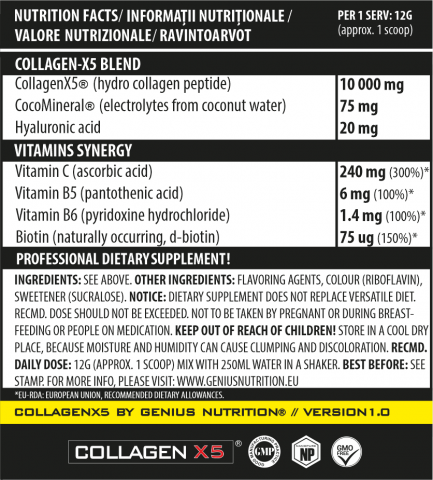 Colagen, Genius Nutrition, Collagen-X5, 360 de grame, pudra [1]