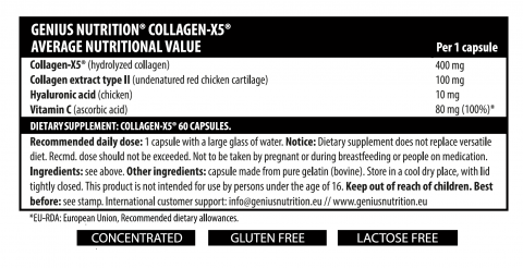 Colagen, Genius Nutrition, Collagen-X5, 60 de capsule [1]