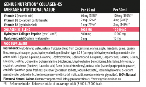 Colagen lichid, Genius Nutrition, Collagen-X5, sticla de 500ml [1]