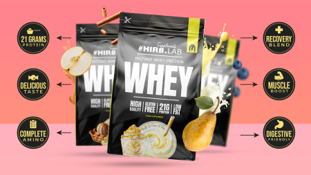 Concentrat proteic din zer, Hiro.Lab, Instant Whey Protein, 750 de grame, pudra proteica [4]