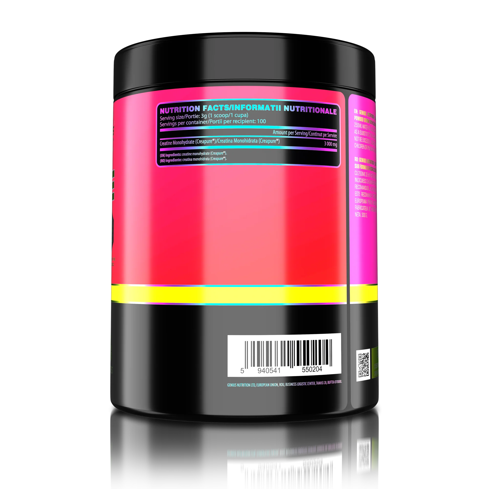 Creatina monohidrata, Geniusn Nutrition, Creapure Creatine, 300 de grame, pudra [1]