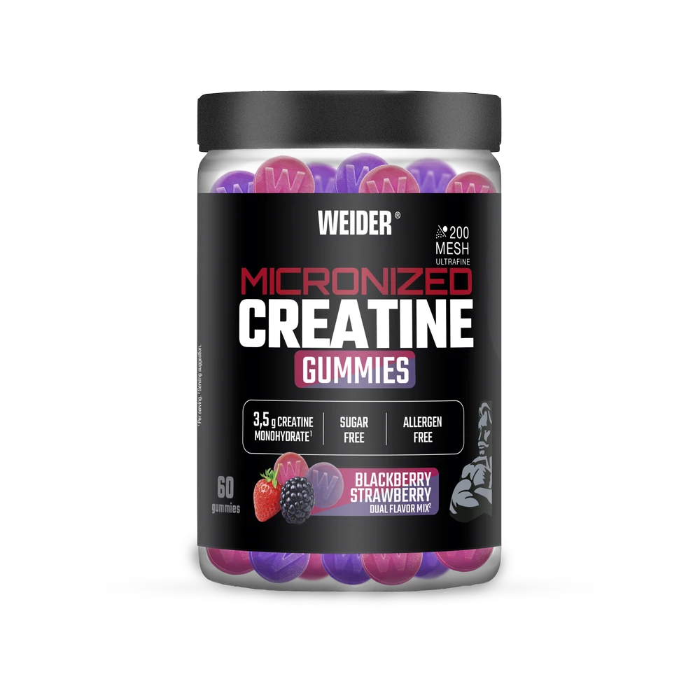Creatina - Creatina monohidrata jeleuri, Weider, Micronized 200 Mesh Creatine Gummies, Blackberry Strawberry, 60 de jeleuri