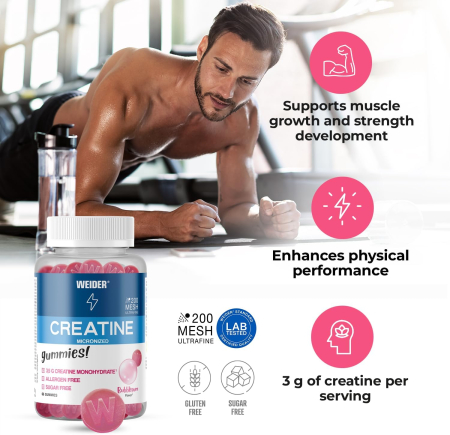 Weider Micronized Creatine Gummies Bubblegum 60 Gummies [2]