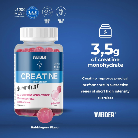 Weider Micronized Creatine Gummies Bubblegum 60 Gummies [4]