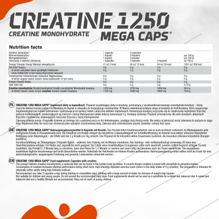 Creatina monohidrata, Olimp Sport Nutrition, Creatine Monohydrate 1250 Mega Caps, 120 de capsule [1]